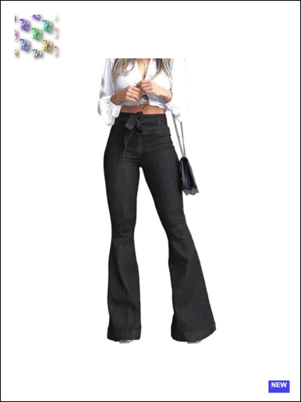 High Waisted Flare Jeans Bell Bottom Jeans with Belt Stretch Wide Leg